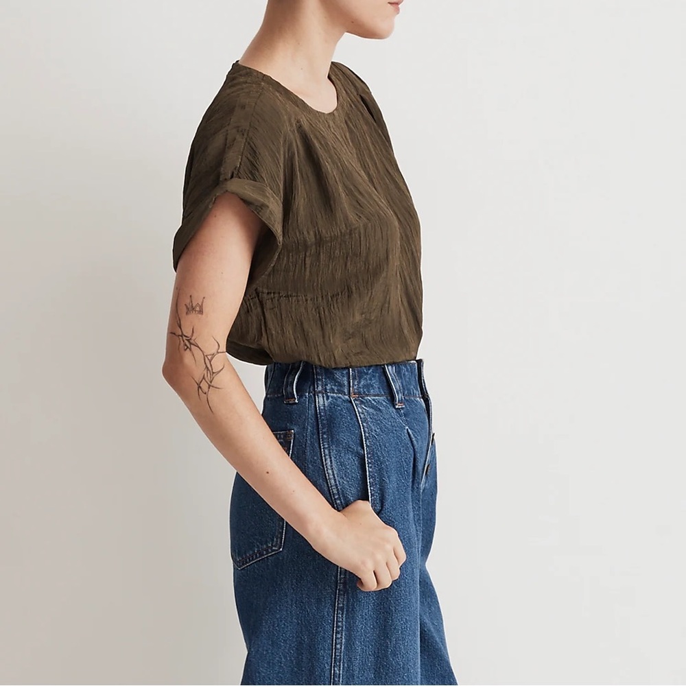 NEW / Madewell Pleated Crewneck Top - Picture 3 of 8